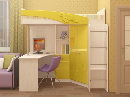 Детская Чердак Ириска МДФ Разные Цвета ( 2,03х1,95х1,2/спальное место 0,8х2,0)
