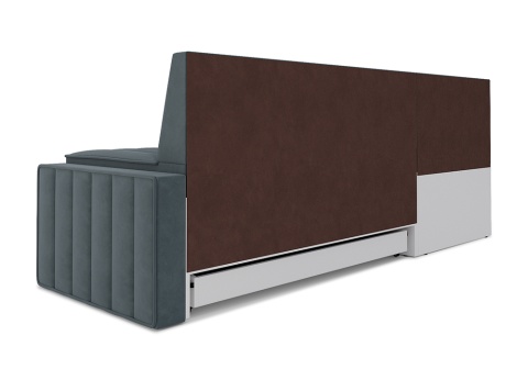 Кухонный угловой диван дельфин Вермут велюр серо-синий