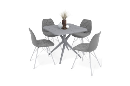 Обеденная группа SHT-DS211 серый / серый туман / хром лак