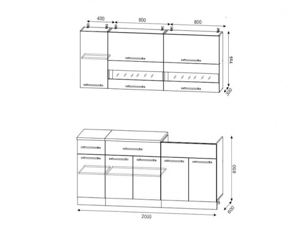 Кухонный Гарнитур Машенька 2000 (мм) Венге/Сонома